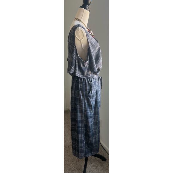NWT Nice C Curve Gray Plaid Cold Shoulder Romper Jumpsuit Plus Size 1X - Picture 3 of 14